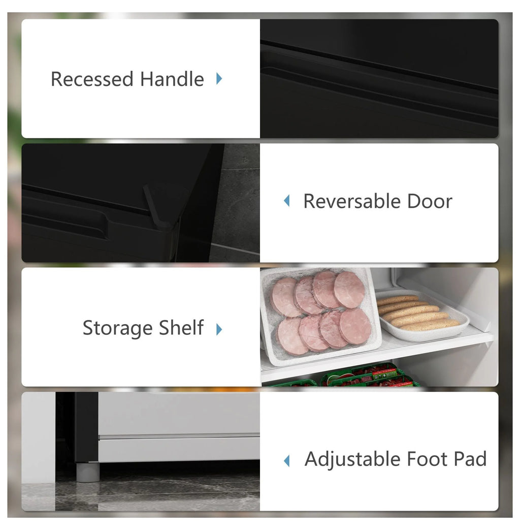 3 Cu Ft Small Upright Freezer Black Adjustable Thermostat Reversible Door for Apartments