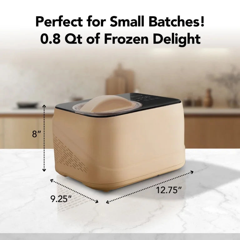 Whynter 0.8 Quart Compact Automatic Ice Cream Maker with Stainless Steel Bowl, Taupe Latte ICM-080-TL