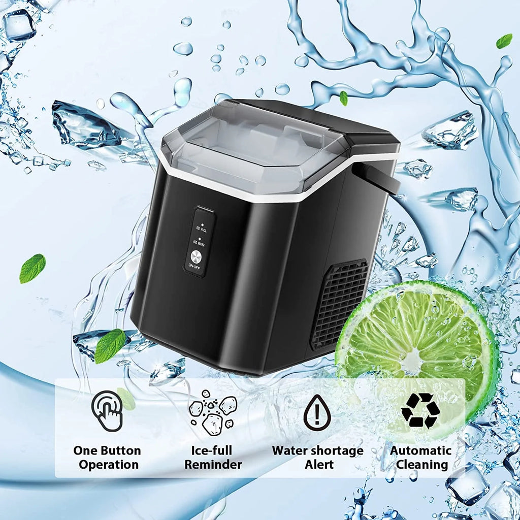 LHRIVER Countertop Nugget Ice Maker, 35Lbs/24H, Soft Chewable Ice, Ice Scoop, Self-Cleaning, White