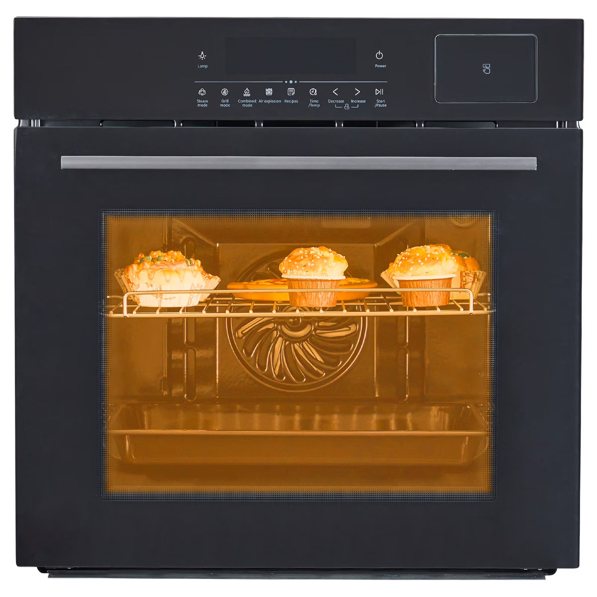 24" Electric Single Wall Oven - 70L Convection Oven with Air Frying, 2.5Cu.ft with 8 Baking Modes, 3D Surround Heating, Double-Layered Glass Door, Touch Control, Timer