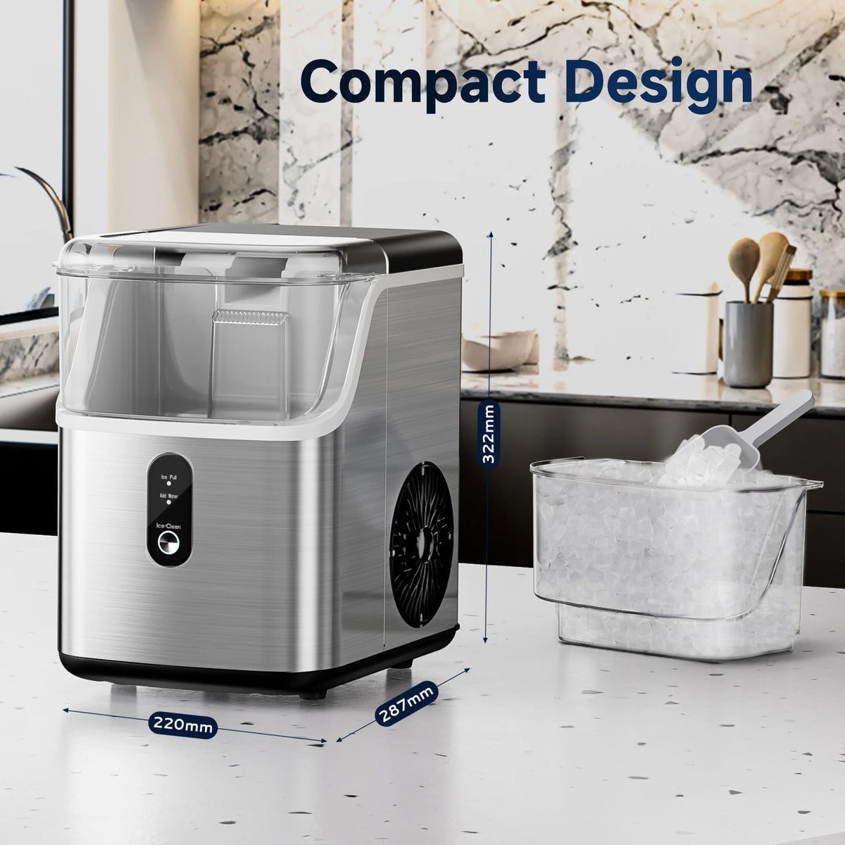 EUHOMY 34.5 lbs Nugget Ice Maker Portable Countertop, Ice Maker Machine with Self Cleaning