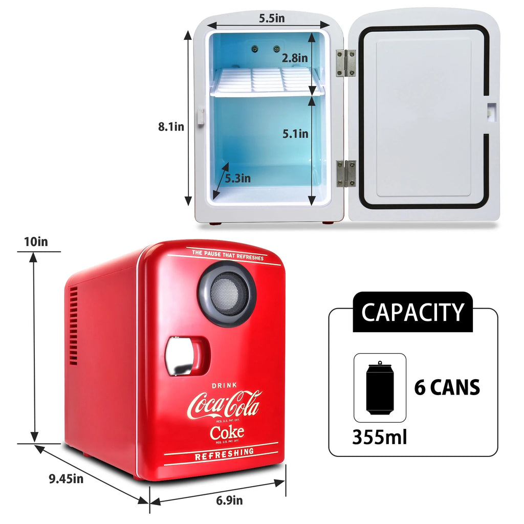 Coca-Cola 4L Portable Cooler/Warmer with Bluetooth Speaker, AC/DC Power