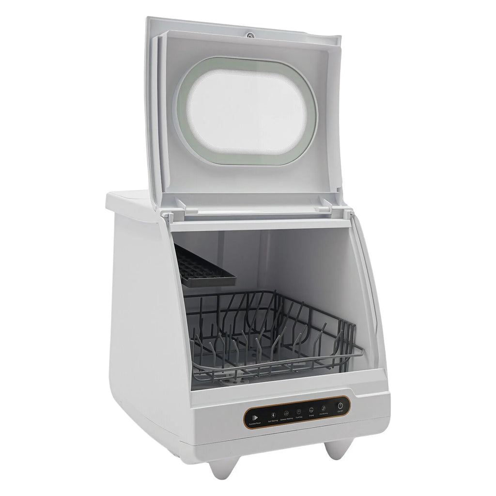 Portable White Countertop Dishwasher Compact Dishwasher 5 Washing Programs 1200W