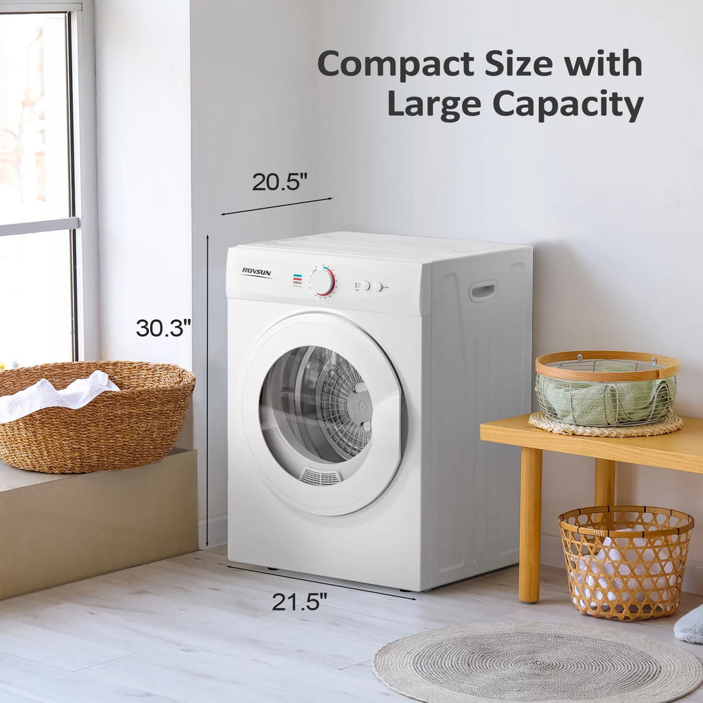 VINGLI 1.8 Cu.Ft Portable Clothes Dryer, Front Load Dryer Machine, Compact Laundry Dryer with Stainless Steel Tub for Apartment, Home, Dorm