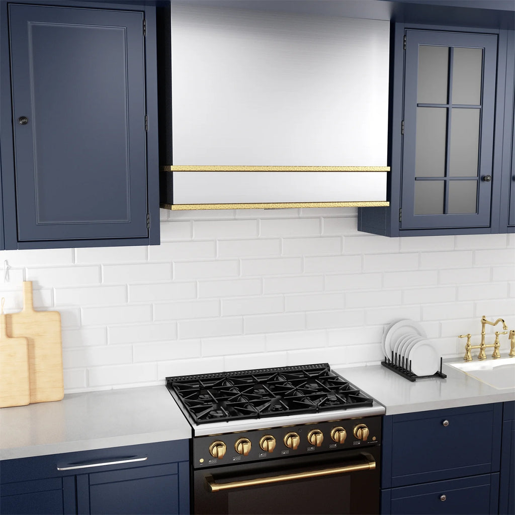Akicon Range Hood 36 Inch, Ultra Quite Stainless Steel Kitchen Hood, Wall Mount Square Vent Hood with LED Light and Dishwasher-Safe Filters, Hood Vents for Kitchen, 3 Speeds, 600 CFM (AK-HS36HB-SWG)