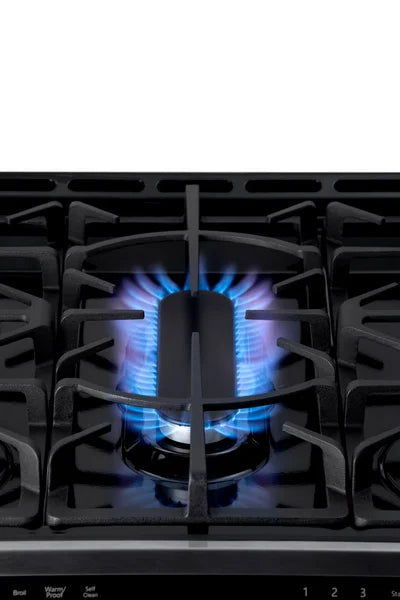 Kenmore 22-76853 5.6 cu. ft. Front-Control 5 Burner True Convection Gas Range with Oven, Large Window, Three Oven Racks, Dishwasher Safe Cast Iron Grates