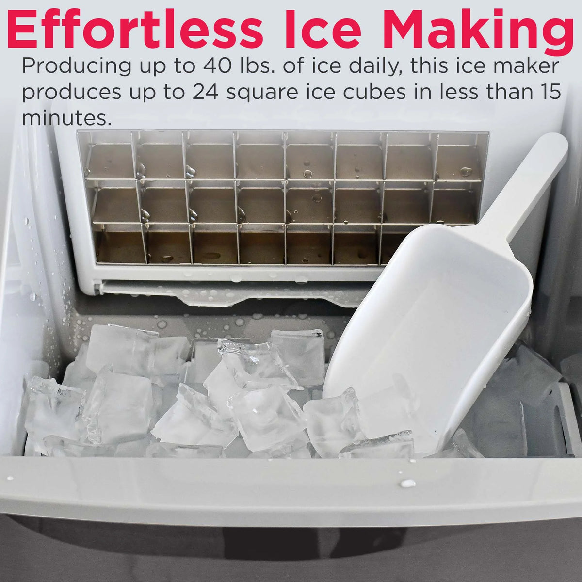 Frigidaire 40lbs. Countertop Clear Square Ice Maker - Stainless Steel