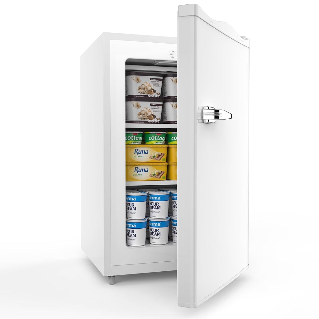 KNDKO Upright Freezer, 3.0Cu.ft Mini Freezer with Adjustable Thermostat & Removable Shelves, Stand Up Freezer for Home/Office, Black