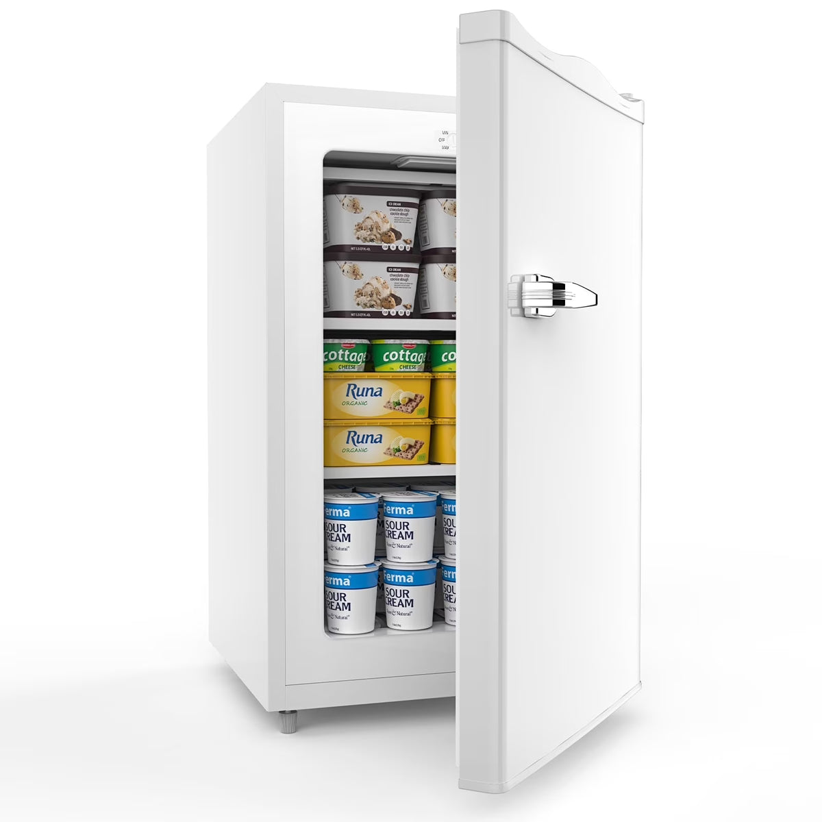 KNDKO Upright Freezer, 3.0Cu.ft Mini Freezer with Adjustable Thermostat & Removable Shelves, Stand Up Freezer for Home/Office, Black