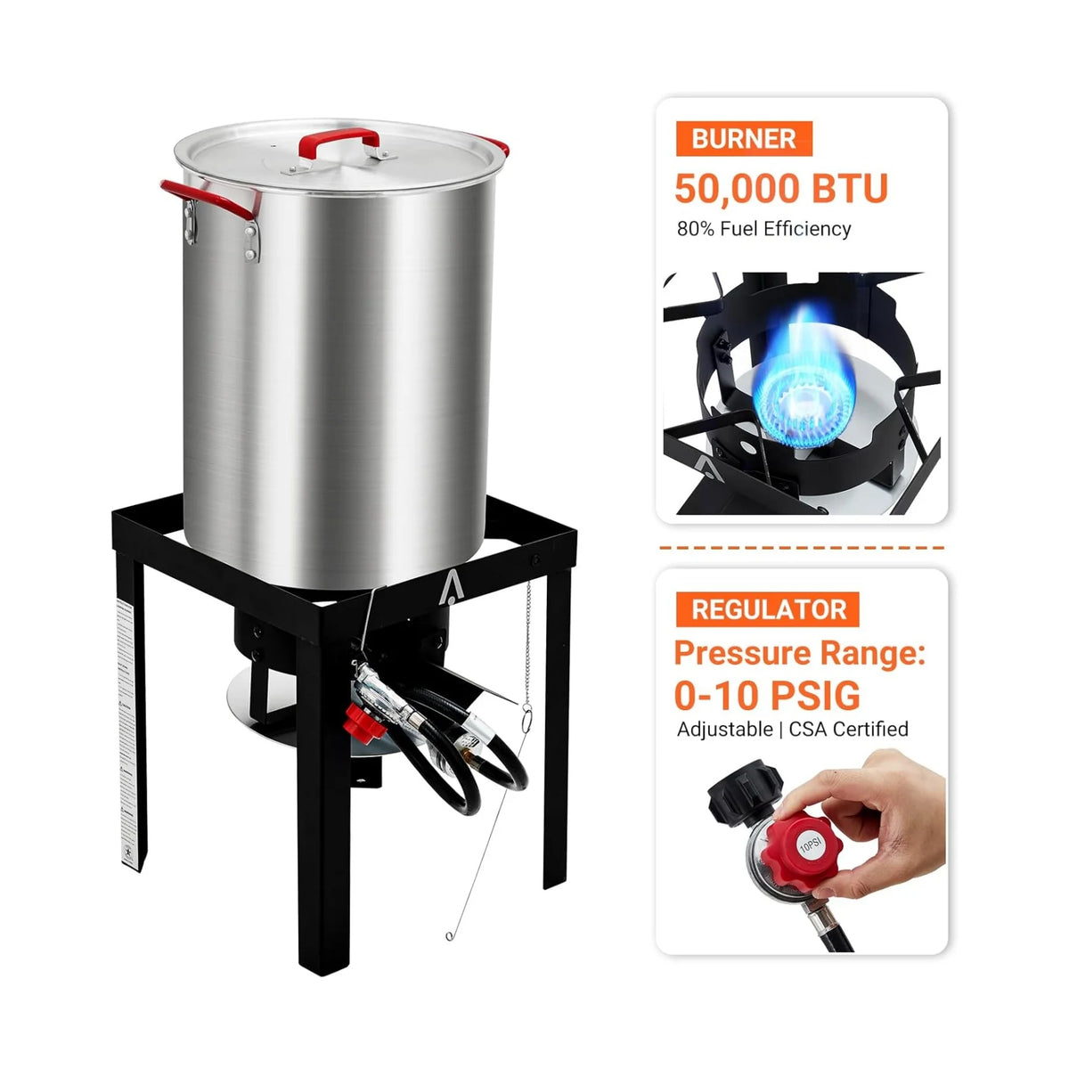 30 QT Turkey Fryer Cooker Set and 10 QT Kit,Home 50,000 BTU Aluminum Turkey Deep Fryer and Propane Burner Kit, Outdoor Propane Deep Fryers Stove Burner Stand, Baskets, Marinade Injector, Thermometer