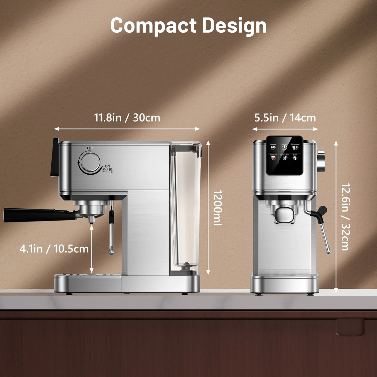 Espresso Machine 20Bar, Hot & Iced Coffee Machine with Rapid Cold Brew, Espresso Maker with Steam Wand, Touch Screen with 37oz Water Tank for Latte, Cappuccino, Gift for Coffee Lover