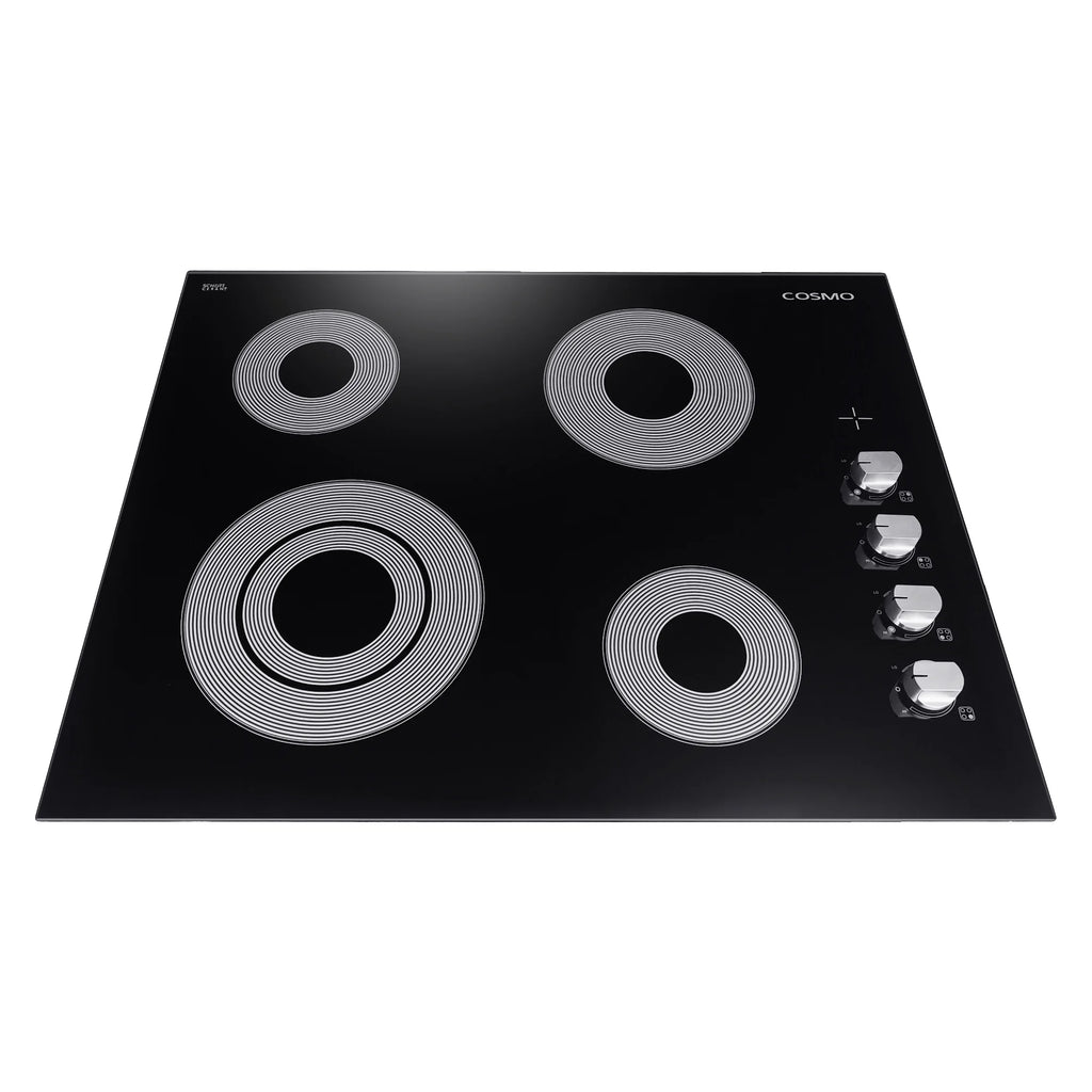 24 in. Electric Ceramic Glass Cooktop with 4 Elements Dual Zone Element