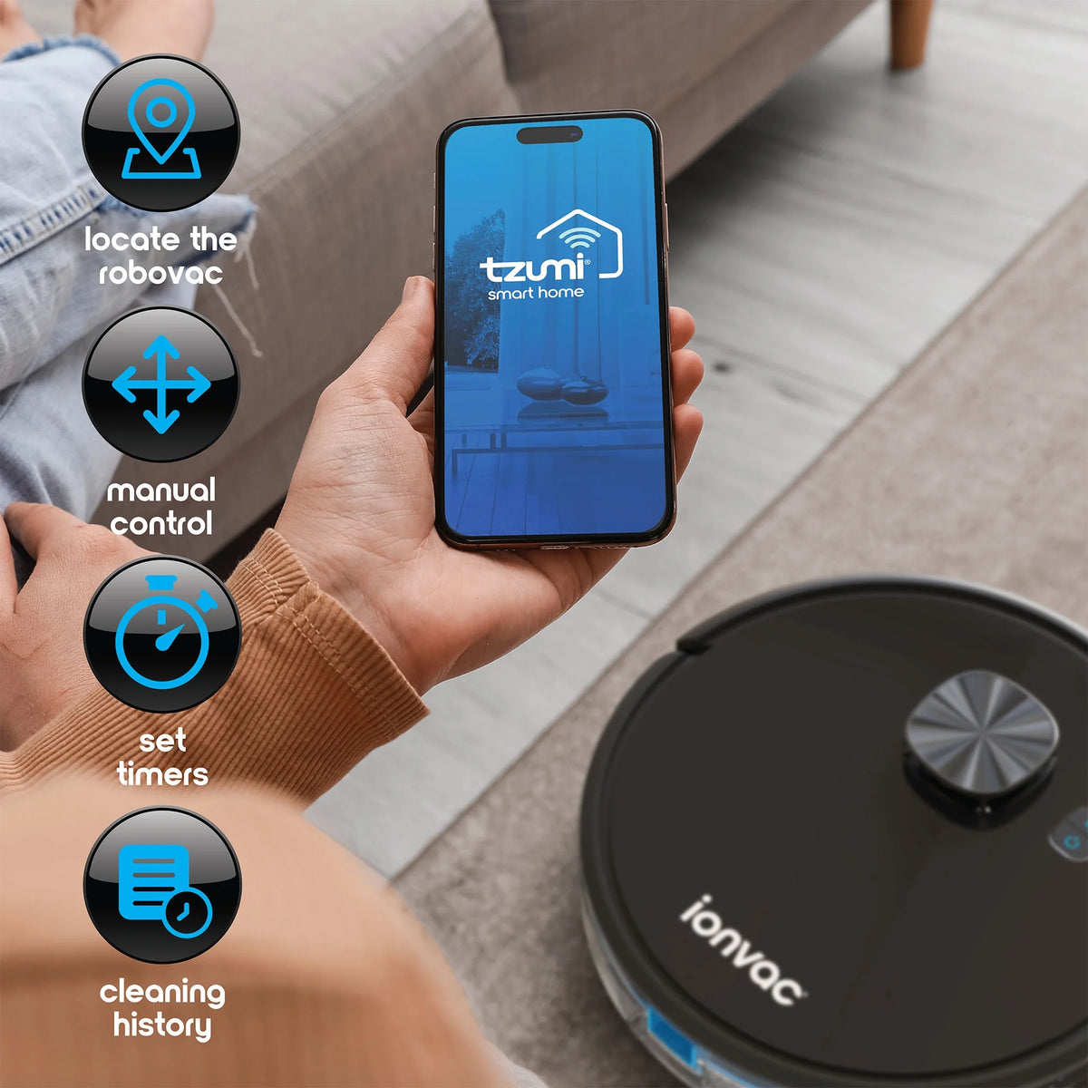 Ionvac OptiMax Robovac, Laser Mapping Robot Vacuum Cleaner with Wi-Fi, New