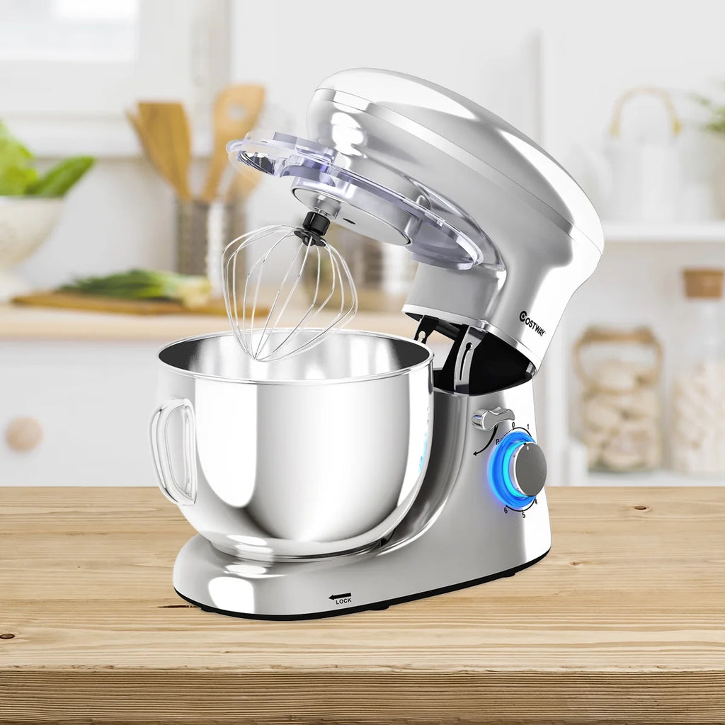 Costway 6.3 QT Tilt-Head Food Stand Mixer 6 Speed 660W wIth Dough Hook, Whisk & Beater Black