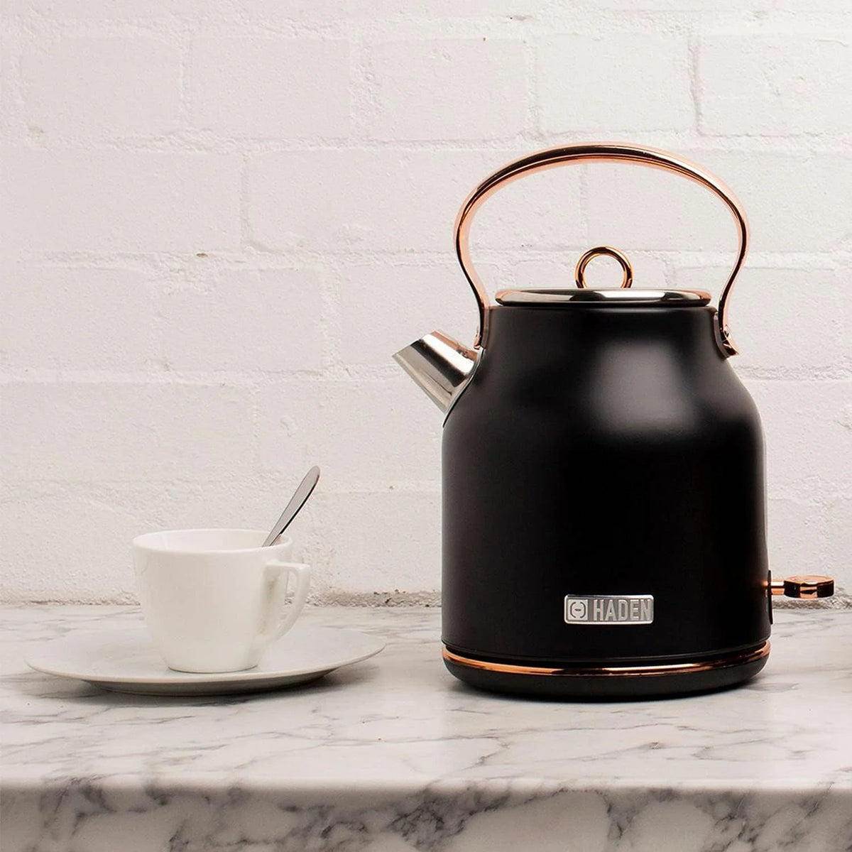 Heritage 1.7L Stainless Steel Electric Water Tea Kettle, Black & Copper