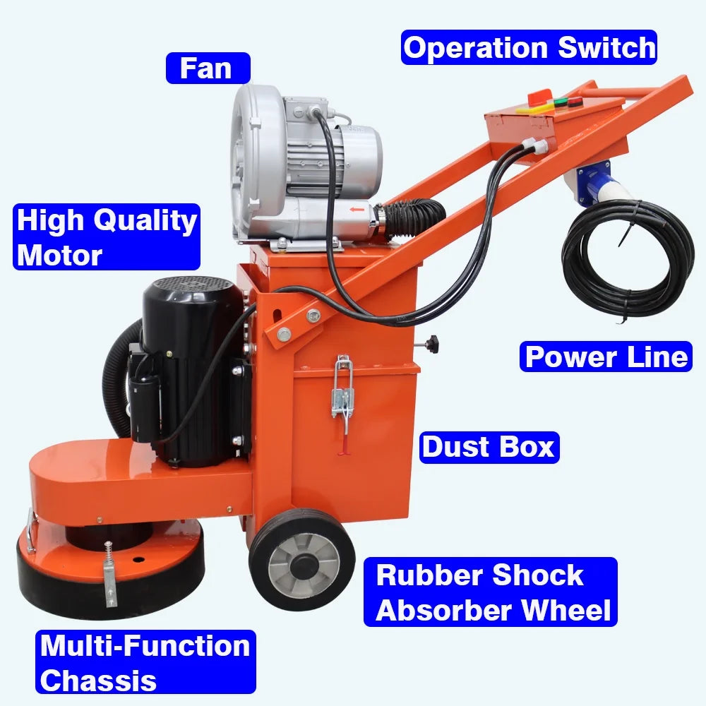 220V Concrete Ground Grinder Hand-push Dust-free Floor Grinding Polishing Machine Work Depth 0-3MM