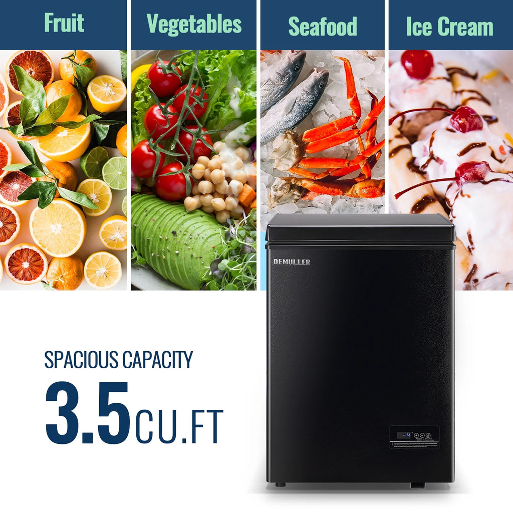 DEMULLER Deep Chest Freezer Freezers with Two Storage Baskets Ultra-Low Temperature Black 79-B-1