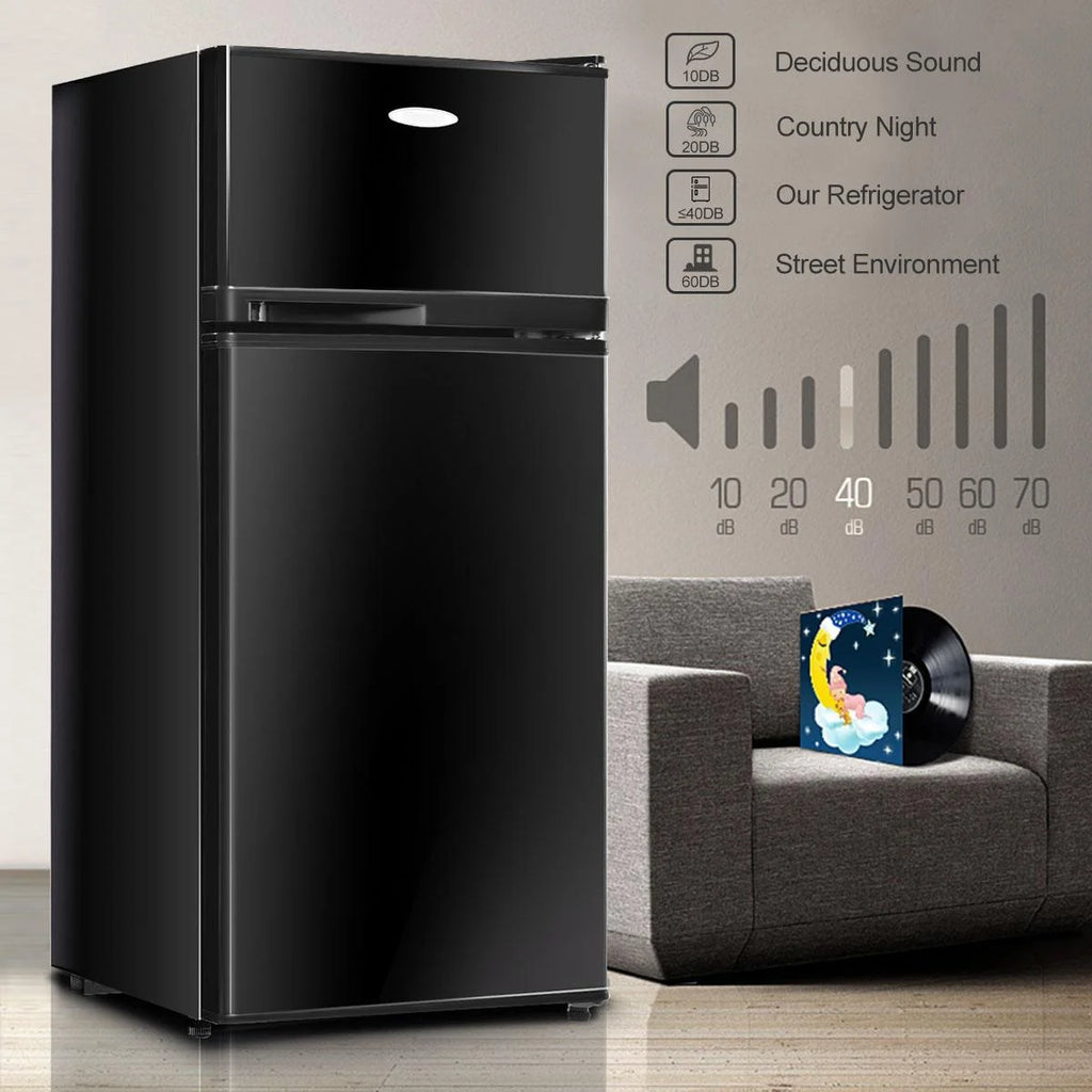 Giantex Compact Refrigerator, 3.4 cu. ft. Mini Cooler Fridge, Freestanding Fridge w/Adjustable Thermostat, Black