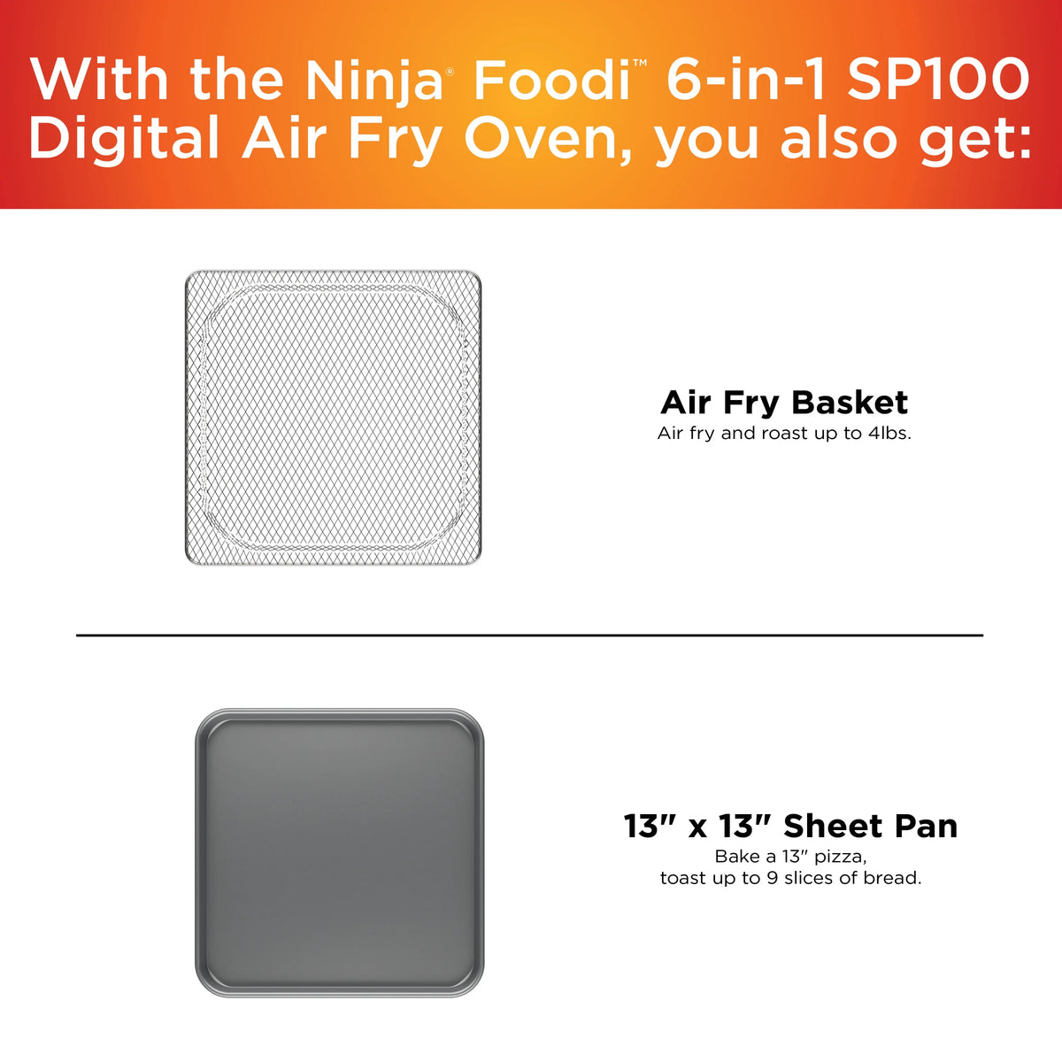 The Ninja? Foodi? Digital Air Fry Oven, Convection Oven, Toaster, Air Fryer, Flip-Away for Storage, 1800 watts, Stainless Steel, SP100