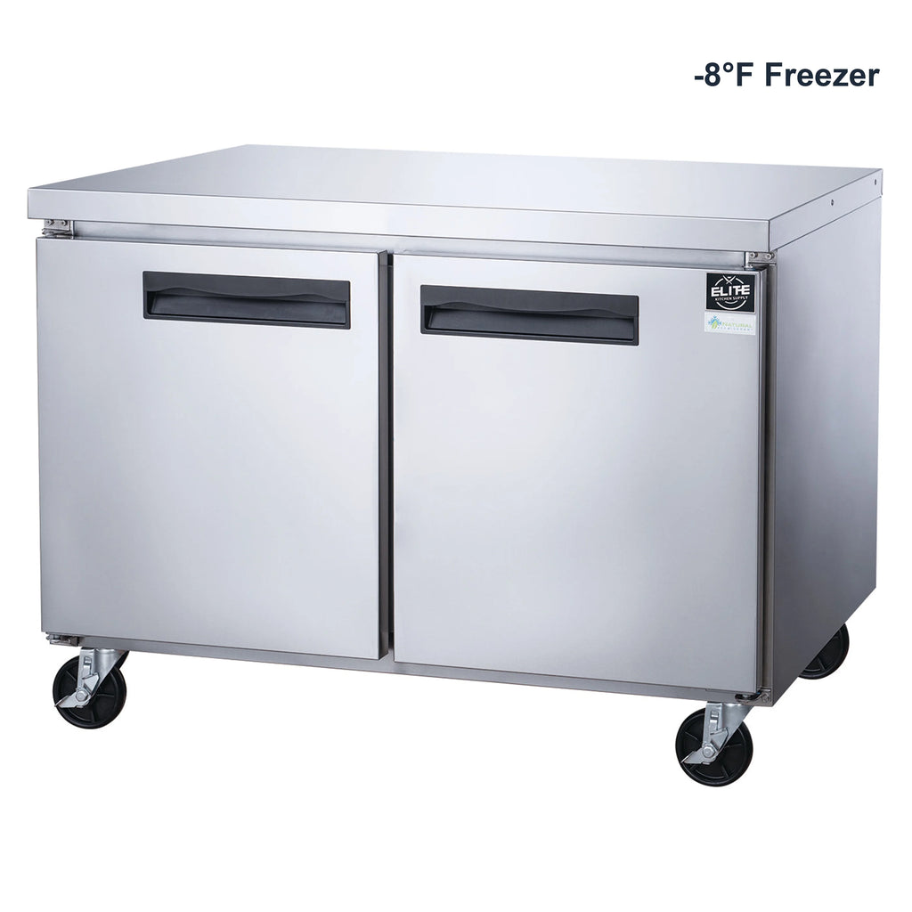 NSF 48 in. 2-Door Undercounter Freezer 13 Cu. Ft. Worktop Commercial Freezer in Stainless Steel ETL