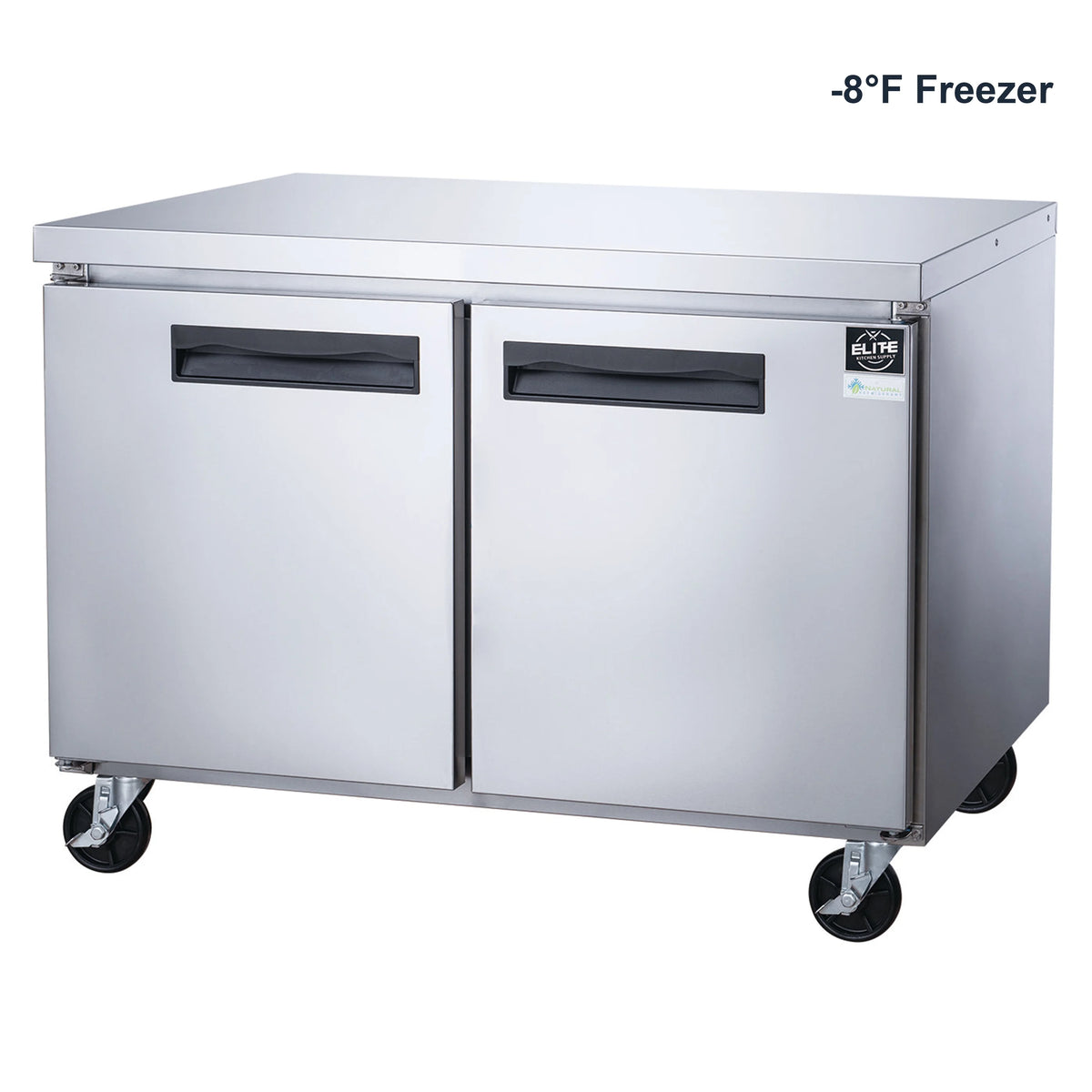 NSF 48 in. 2-Door Undercounter Freezer 13 Cu. Ft. Worktop Commercial Freezer in Stainless Steel ETL