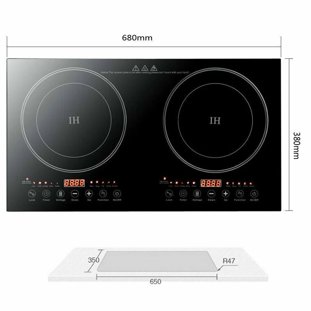 2400W 110V Electric 2-Burners Built in Dual Induction Cooking Cooker Cooktop Countertop