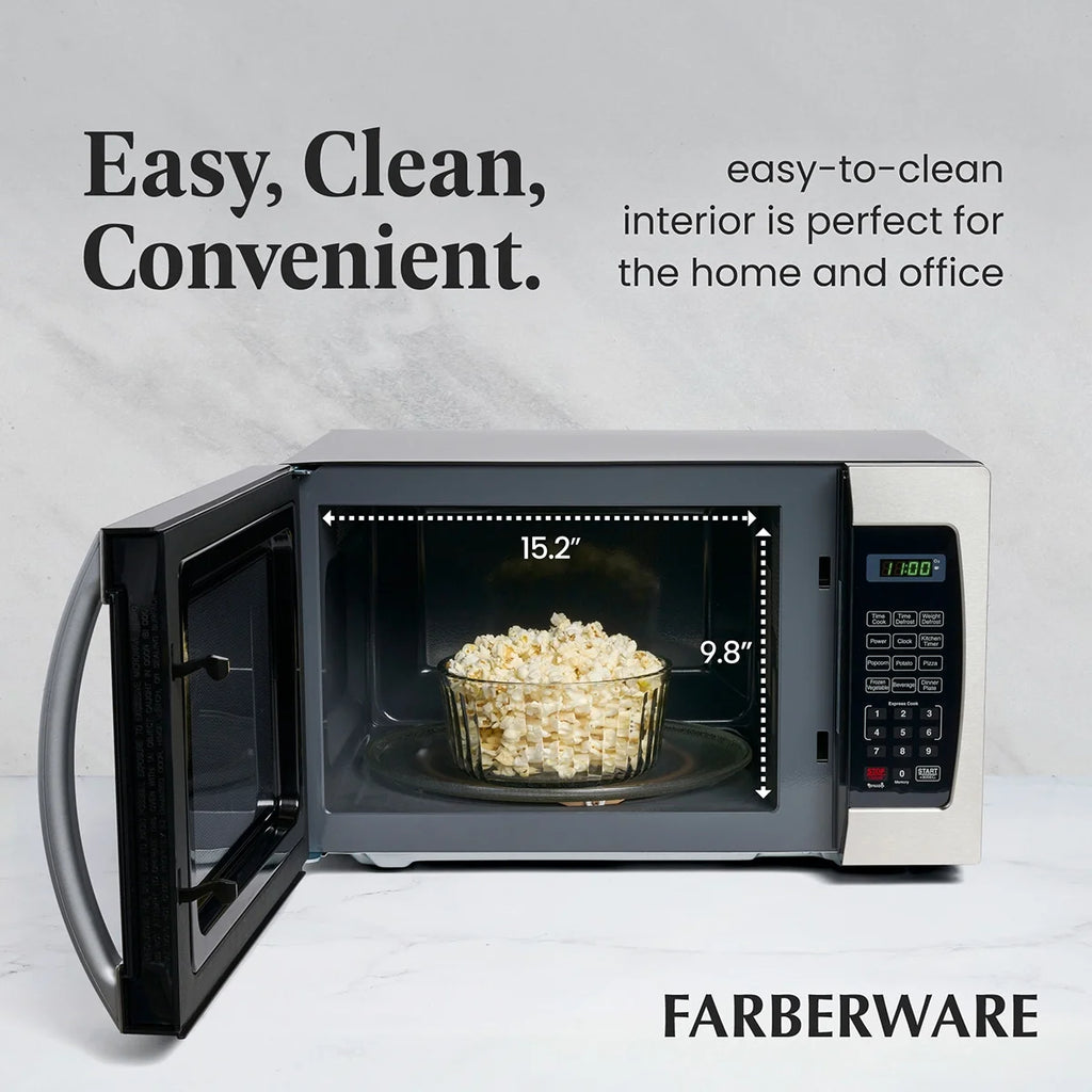 Farberware Smart Sensor Countertop Microwave Oven with LED Lighting & Child Lock, 1.3 Cu Ft