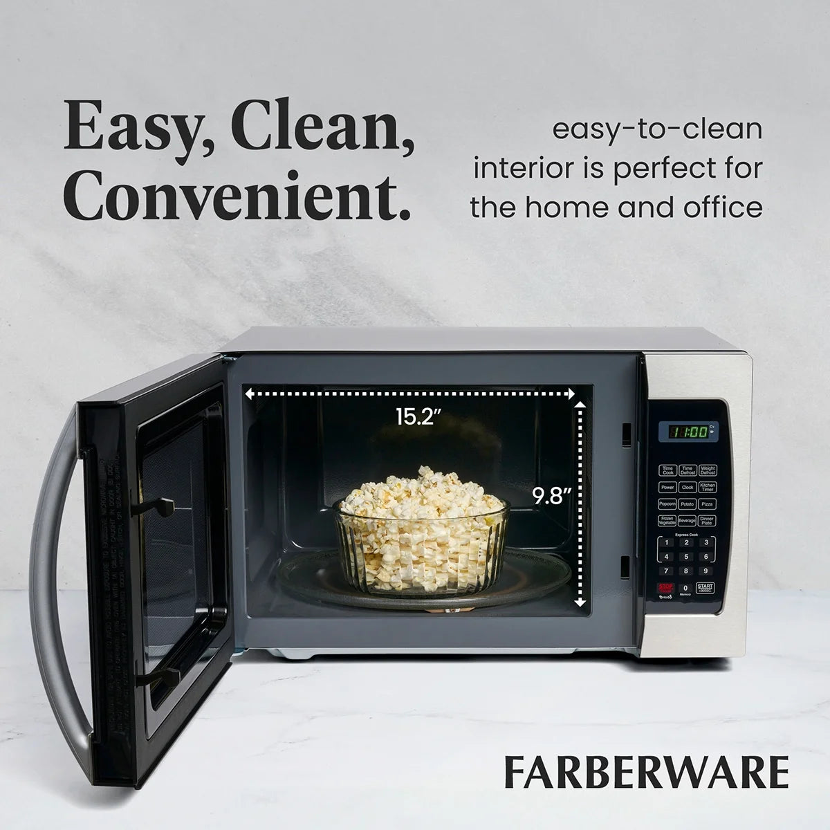 Farberware Smart Sensor Countertop Microwave Oven with LED Lighting & Child Lock, 1.3 Cu Ft