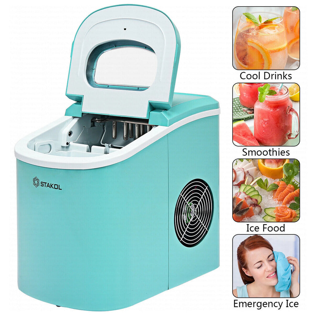 Costway Silver Portable Compact Electric Ice Maker Machine Mini Cube 26lb/Day