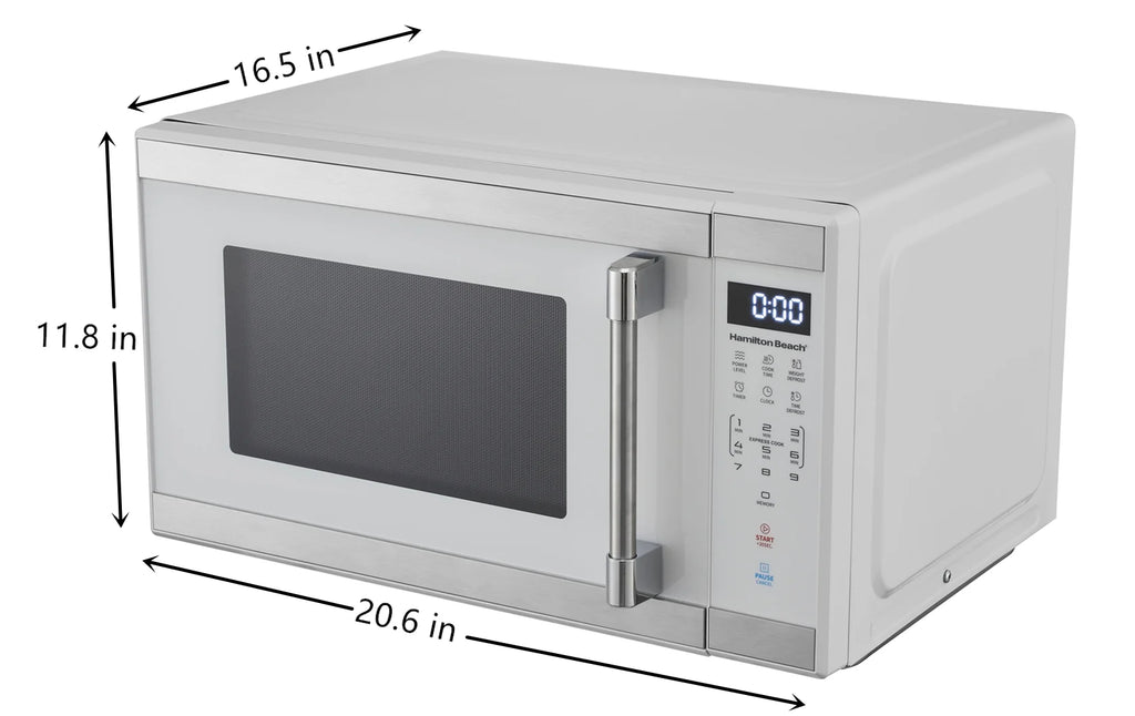 Hamilton Beach 1.1 cu. ft. Countertop Microwave Oven, 1000 Watts, White Stainless Steel