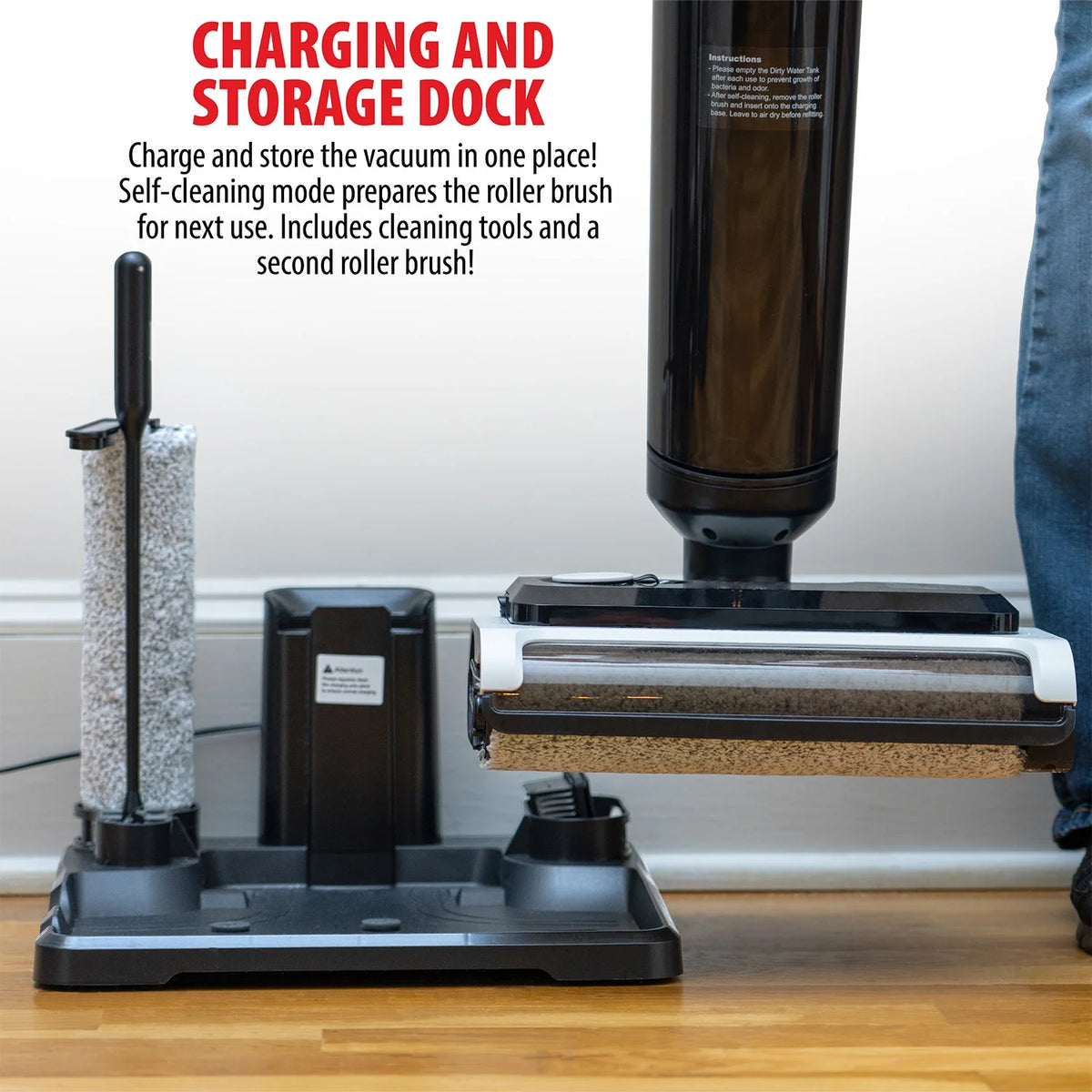 Deco Home 220W Wet/Dry All-in-One Vacuum and Hard Floor Cleaner, Cordless Battery with Self-Cleaning Charging Dock