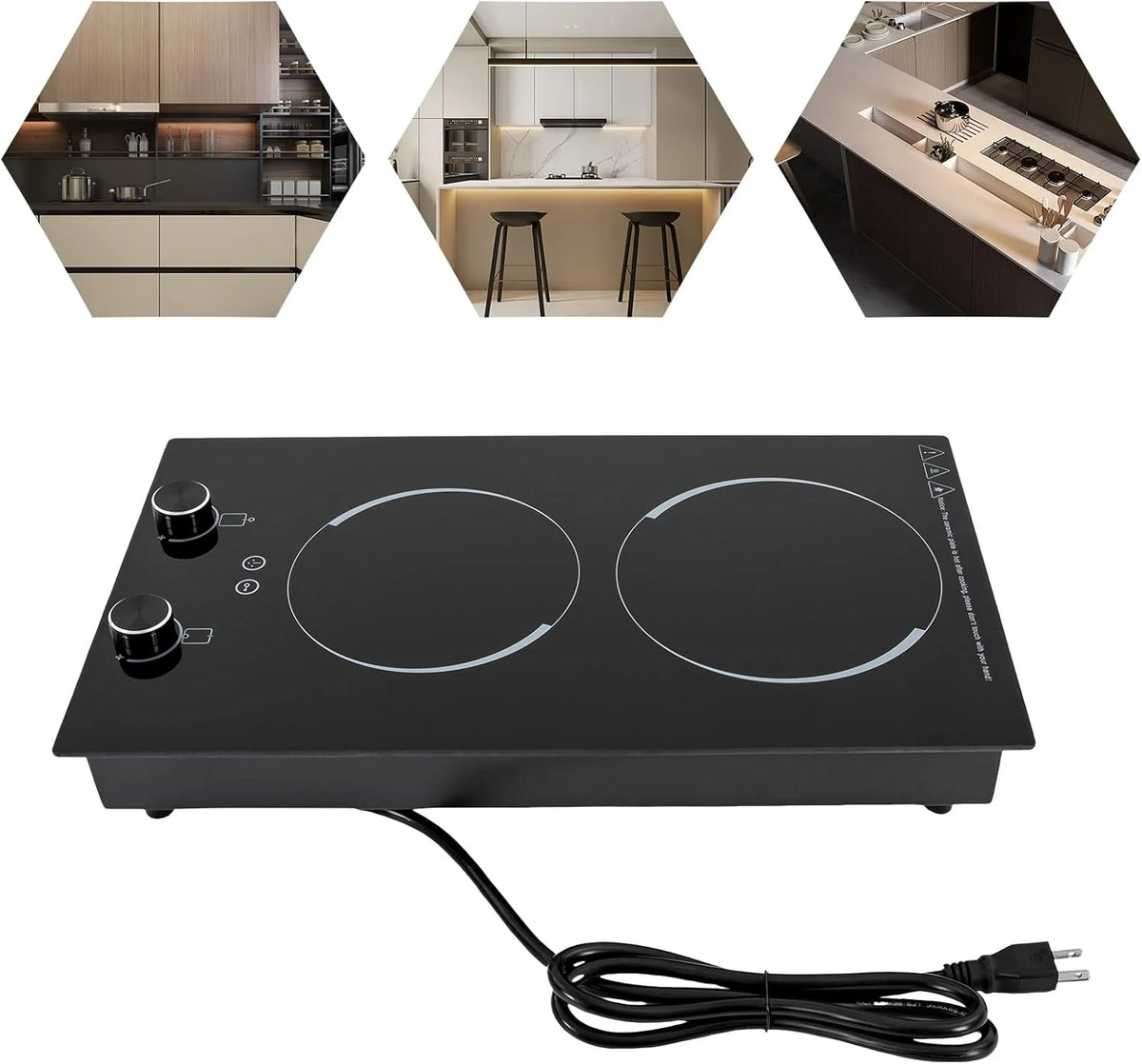 Electric Ceramic Cooktop with Timer,2 Burners Built-in Radiant Electric Stove Top with Child Safety Lock,24 Inch Electric Cooktop with Sensor Touch Control (9 Power-2 Burners)