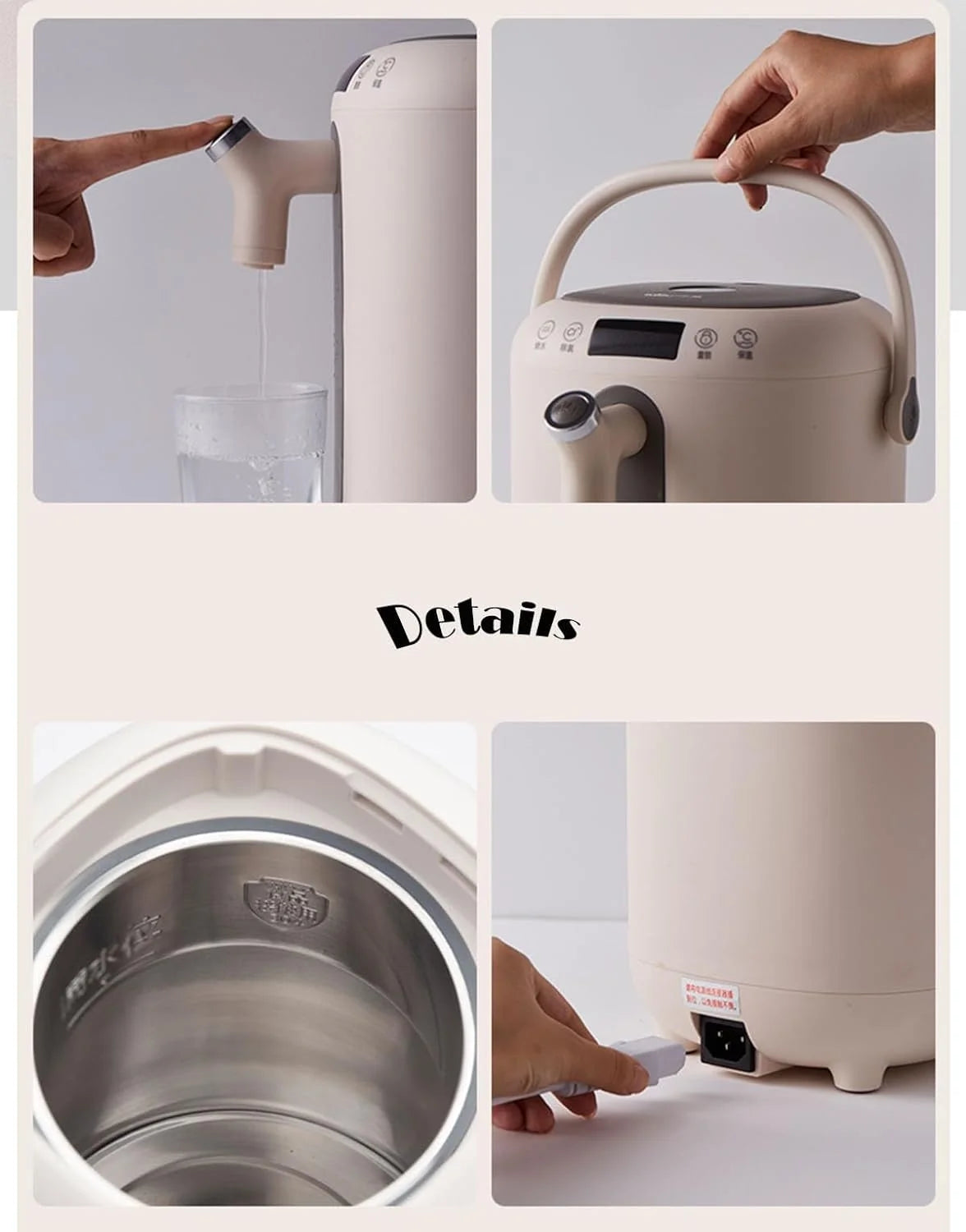 Bear Water Boiler, Electric Hot Water Pot, Safety Lock, Instant Heating for Coffee & Tea, Auto-Shutoff & Boil Dry Protection, 3.0L, Pink