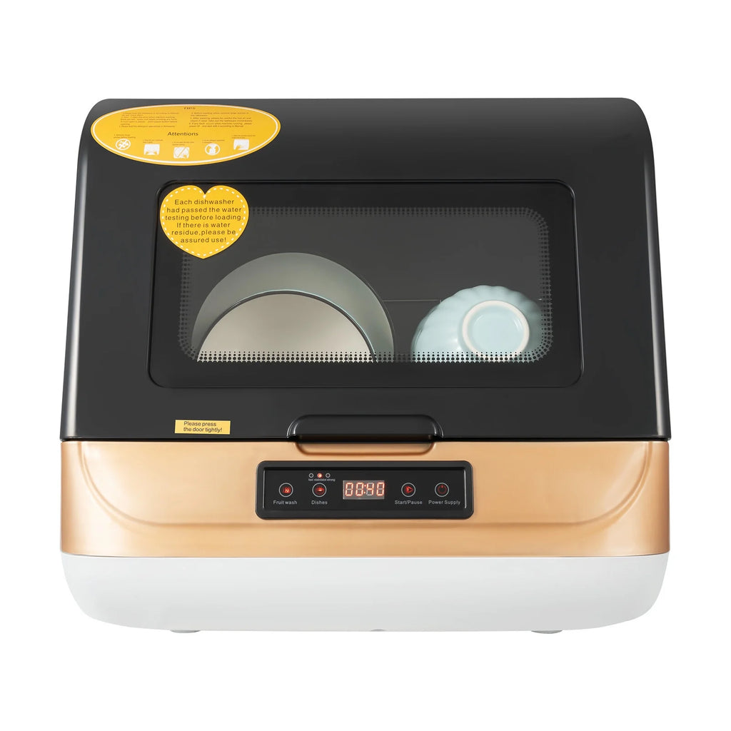 Compact Countertop Dishwasher Portable Mini Dish Washer 4 Washing Programs 110V 800W Dishwasher Machine with 3 Washing Programs for Dishes Knives Forks Spoons Chopsticks Cups