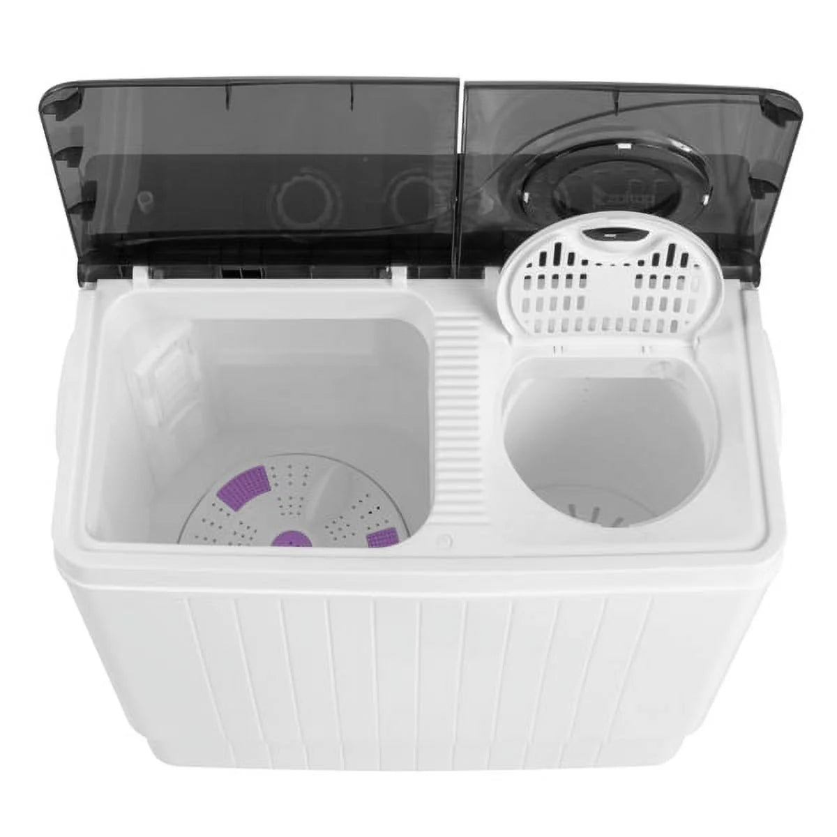 KEINXS Twin Tub with Built-in Drain Pump XPB65-2288S 26Lbs Semi-automatic Twin Tube Washing Machine for Apartment, Dorms, RVs, Camping and More, White&Black US Standard