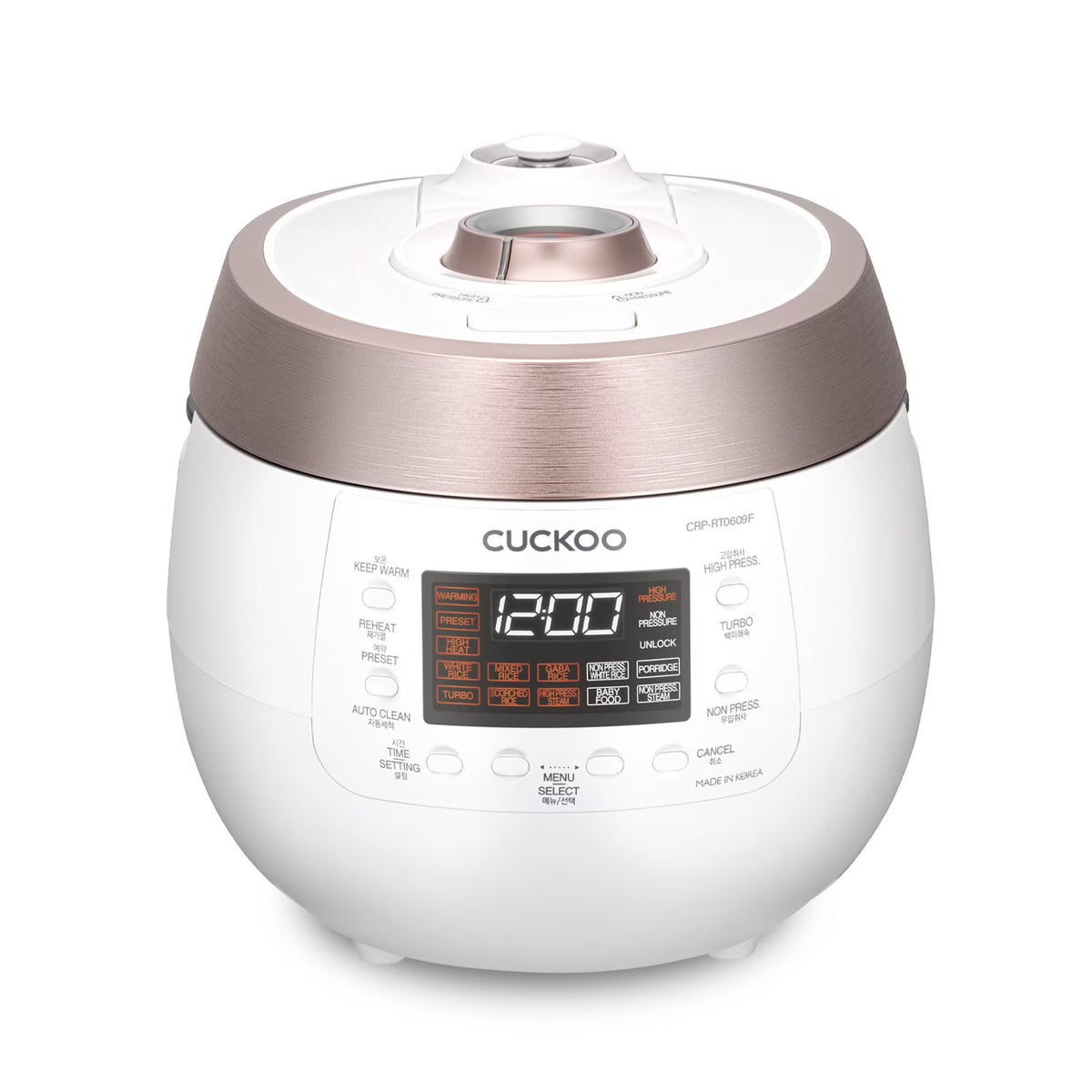 CUCKOO CRP-RT0609FB 6-Cup (Uncooked) / 12-Cup (Cooked) Twin Pressure Rice Cooker & Warmer with Nonstick Inner Pot, 14 Menu Options, Safe Steam Release, 3 Voice Guide, Auto Clean (Black)