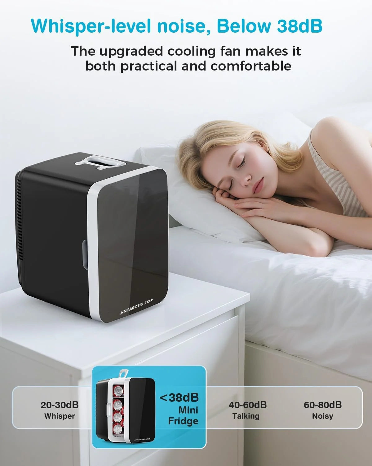 Compact Mini Fridge, 10L Portable Small Refrigerator, 2.6 Gal Mini Fridge with AC/DC Adapters, Small Cosmetics Cooler for Beverage, Food, Makeup, Bedroom, Office, Dorm,