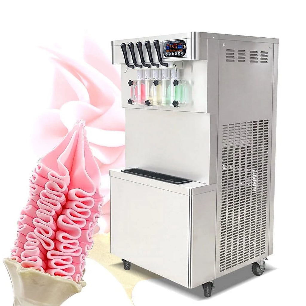 Kolice Commercial ETL 5 Flavors Soft Serve Ice Cream Machine,gelato soft ice cream maker -5 Different Discharge Nozzles,Upper Tanks Refrigerated