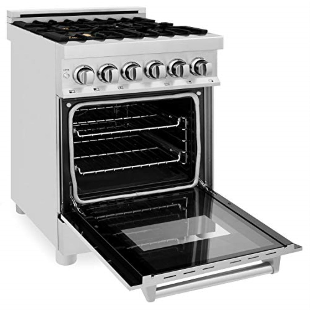 ZLINE 24 In. 2.8 Cu. Ft. Professional Dual Fuel Range In Stainless Steel With Brass Burners (RA-BR-24)