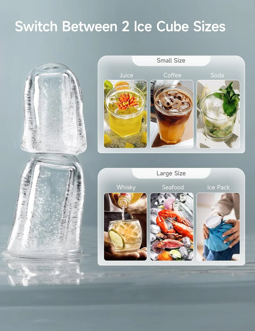 HiCOZY Ice Maker Portable Countertop, Ice Machine Countertop Ice in 6 Mins, 24 lbs/Day, Icemaker with Ice Scoop, for Gifts