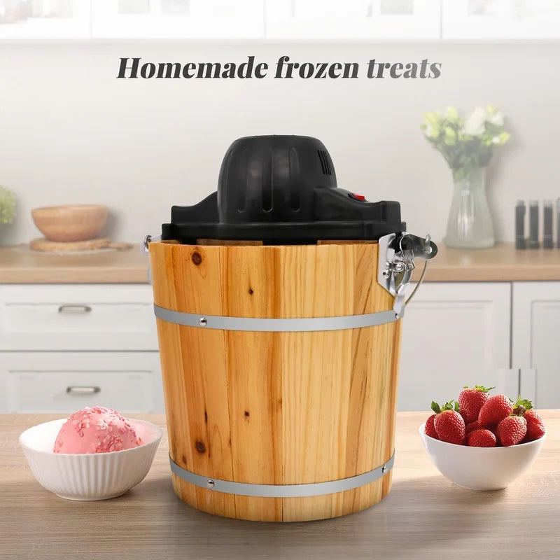 Elite Cuisine 4Qt. Old Fashioned Pine Bucket Electric/Manual Ice Cream Maker EIM-402