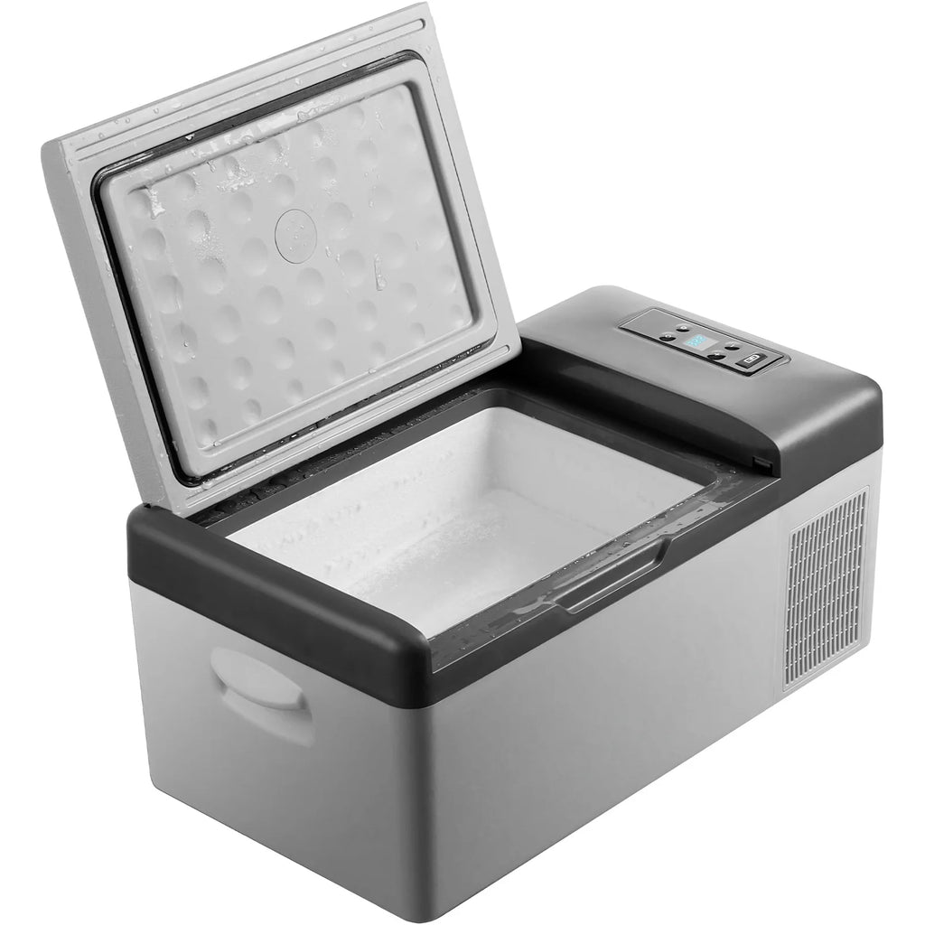 FortuneKey Trading Refrigerator 16 Qt, Portable Mini Car Fridge w/ -4�H-68�H Cooling Range 110-240V AC Electric Compressor Cooler for Truck Vehicle RV Boat Outdoor & Home Use, Grey