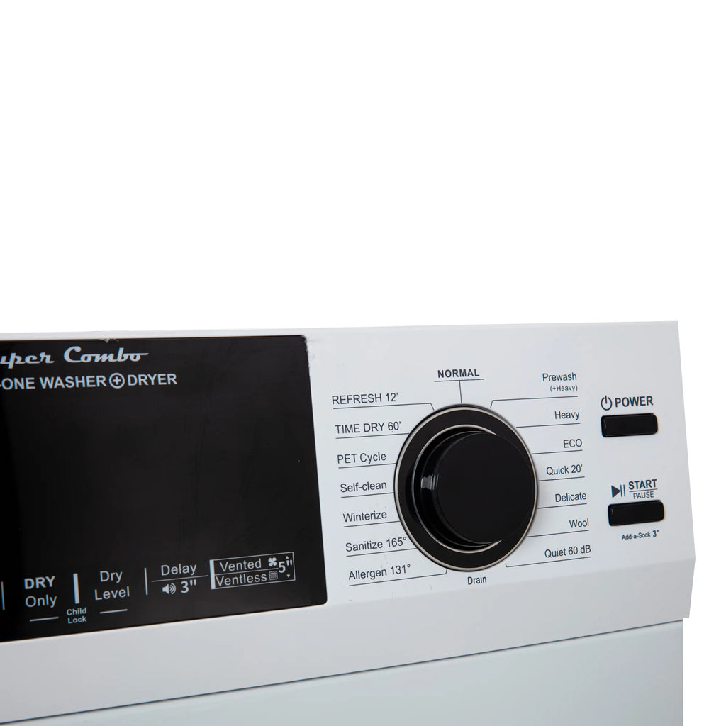 Equator Combination Washer Dryer Ventless/Vented Pet cycle 1.62cf/15lbs 110V with Adjustable legs