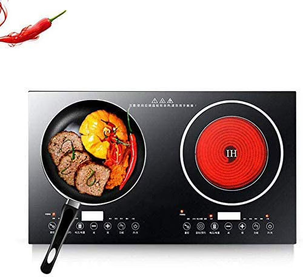 FETCOI, Portable Double Induction Cooktop Portable Electric  Cooker Cooktop Countertop Digital Electric Countertop