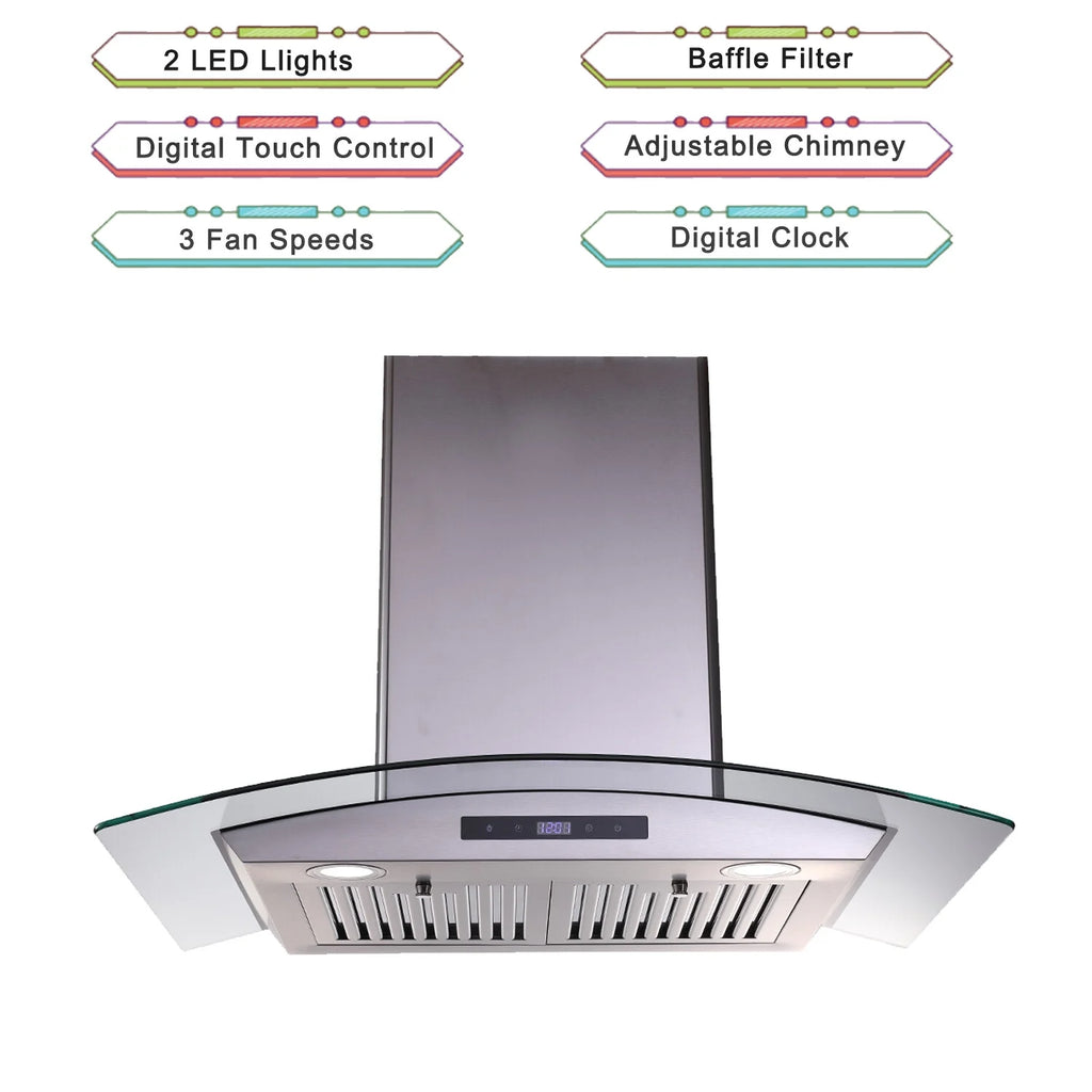 Joeaonz 30-Inch Wall Mount Range Hood with 3-Speed Ventilation and Dishwasher-Safe Filters, 700 CFM, 120V