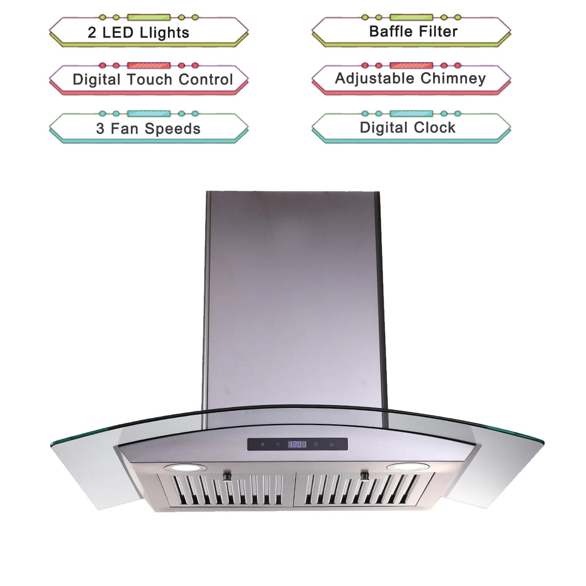 Joeaonz 30-Inch Wall Mount Range Hood with 3-Speed Ventilation and Dishwasher-Safe Filters, 700 CFM, 120V