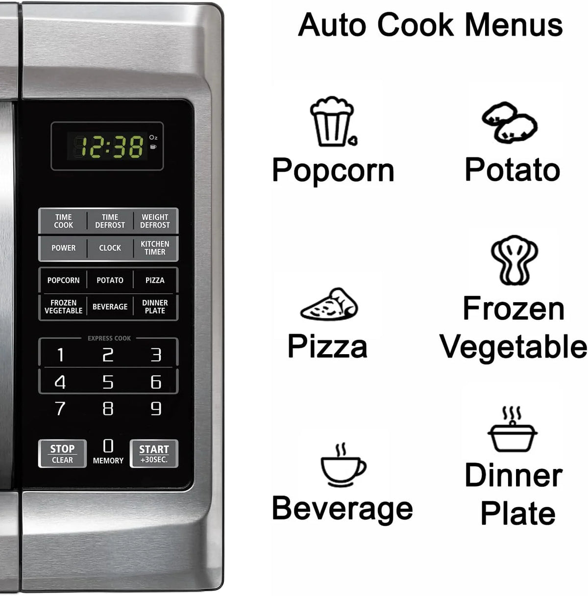 Emerson 1.3 Cu Ft 1000 Watt, Touch Control Microwave Oven, Stainless Steel/Black, MW1338SB