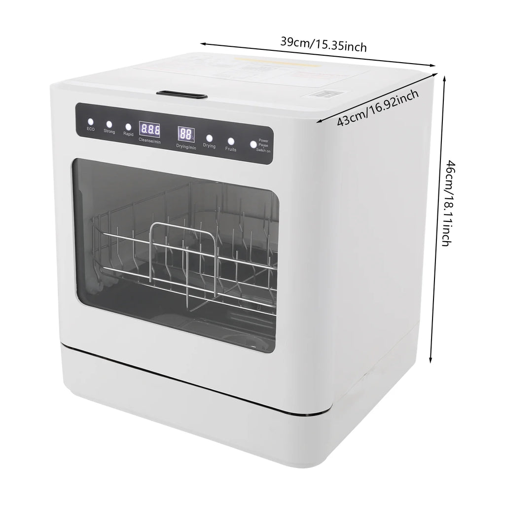 6.8L/1.8 Gallon Rectangular White Portable Mini Dishwasher Countertop Dishwasher, Household Mini Dishwasher