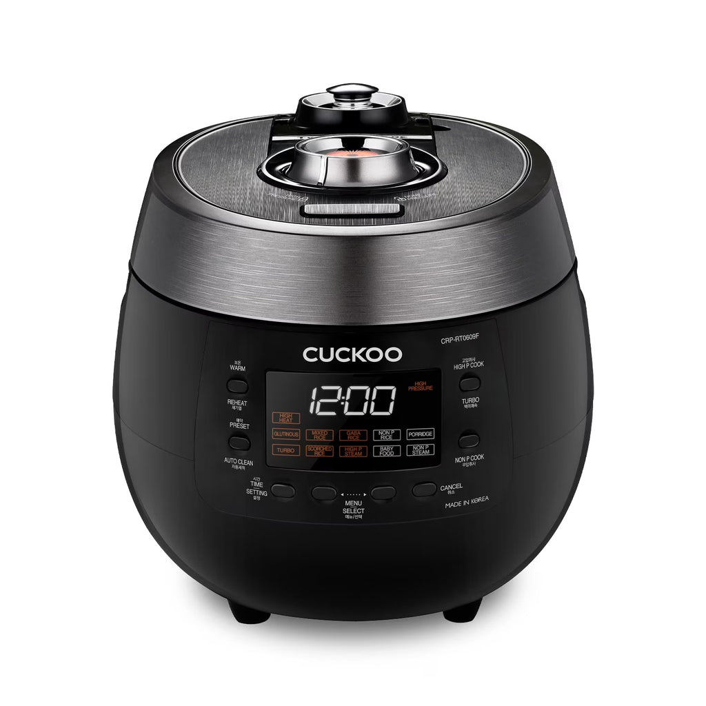 CUCKOO CRP-RT0609FB 6-Cup (Uncooked) / 12-Cup (Cooked) Twin Pressure Rice Cooker & Warmer with Nonstick Inner Pot, 14 Menu Options, Safe Steam Release, 3 Voice Guide, Auto Clean (Black)