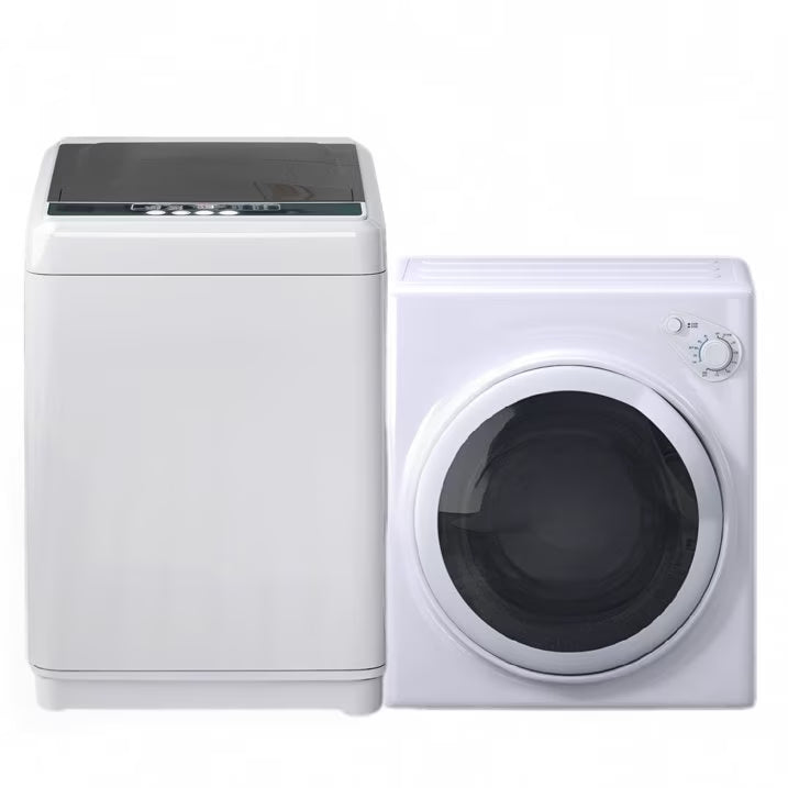 TABU Portable Washer and Dryer Set, 17.6LBS Compact Washing Machine & 13LBS Compact Dryer (Brown&White)